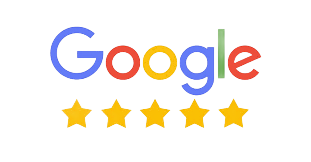 Google Reviews logo with five gold stars and blue “5 Stars” text