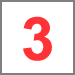 A red number three is on a white background in a square.