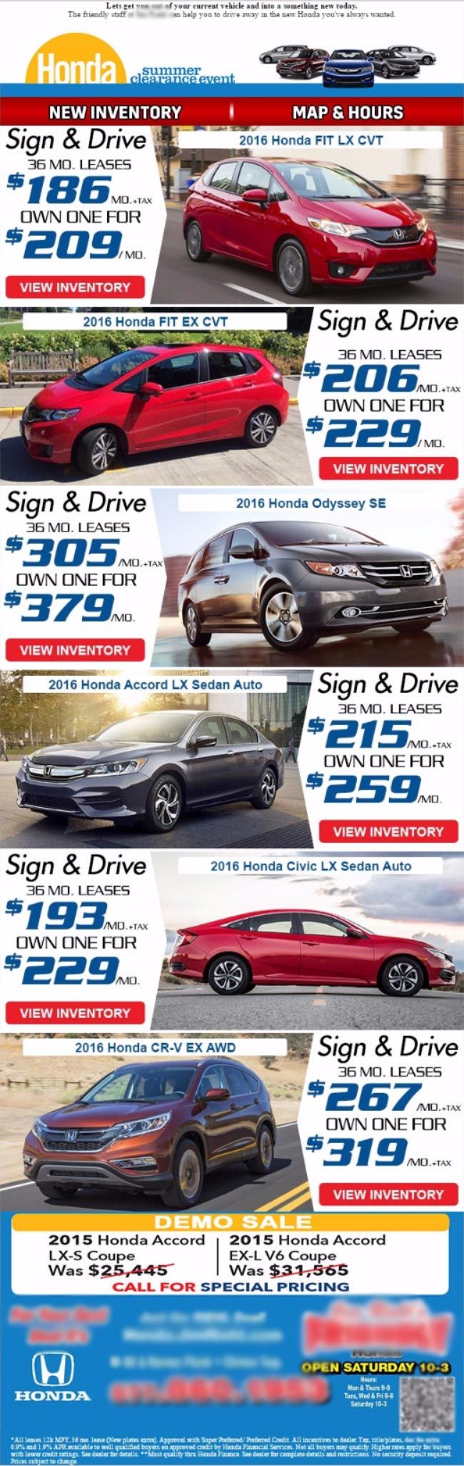 A flyer for a car dealership shows a variety of cars for sale.