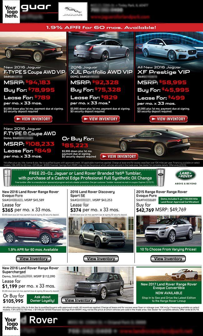 A row of cars are displayed on a website.