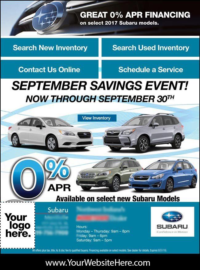 A subaru advertisement for september savings event