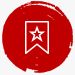 A red circle with a white icon of a flag with a star on it.