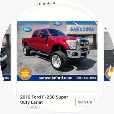 A red ford f-250 super duty lariat is for sale in sarasota