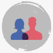 A man and a woman are standing next to each other in a circle.