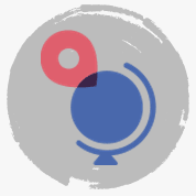 A blue globe with a red pin on it in a circle.