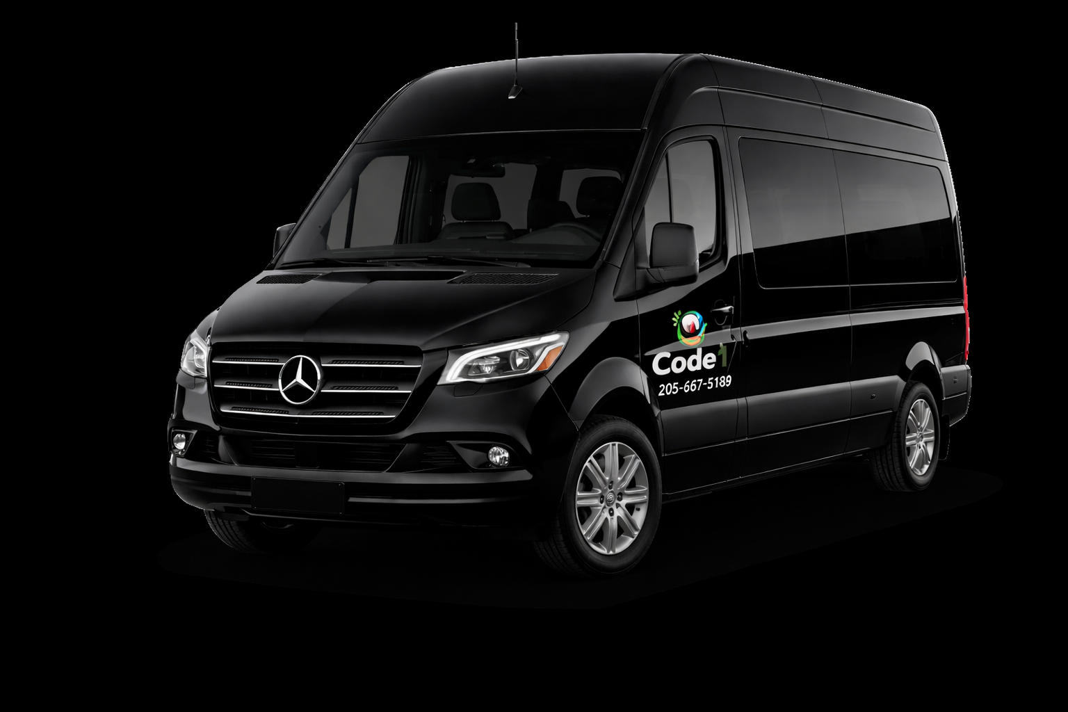 Red accessible van with a wheelchair on a ramp.