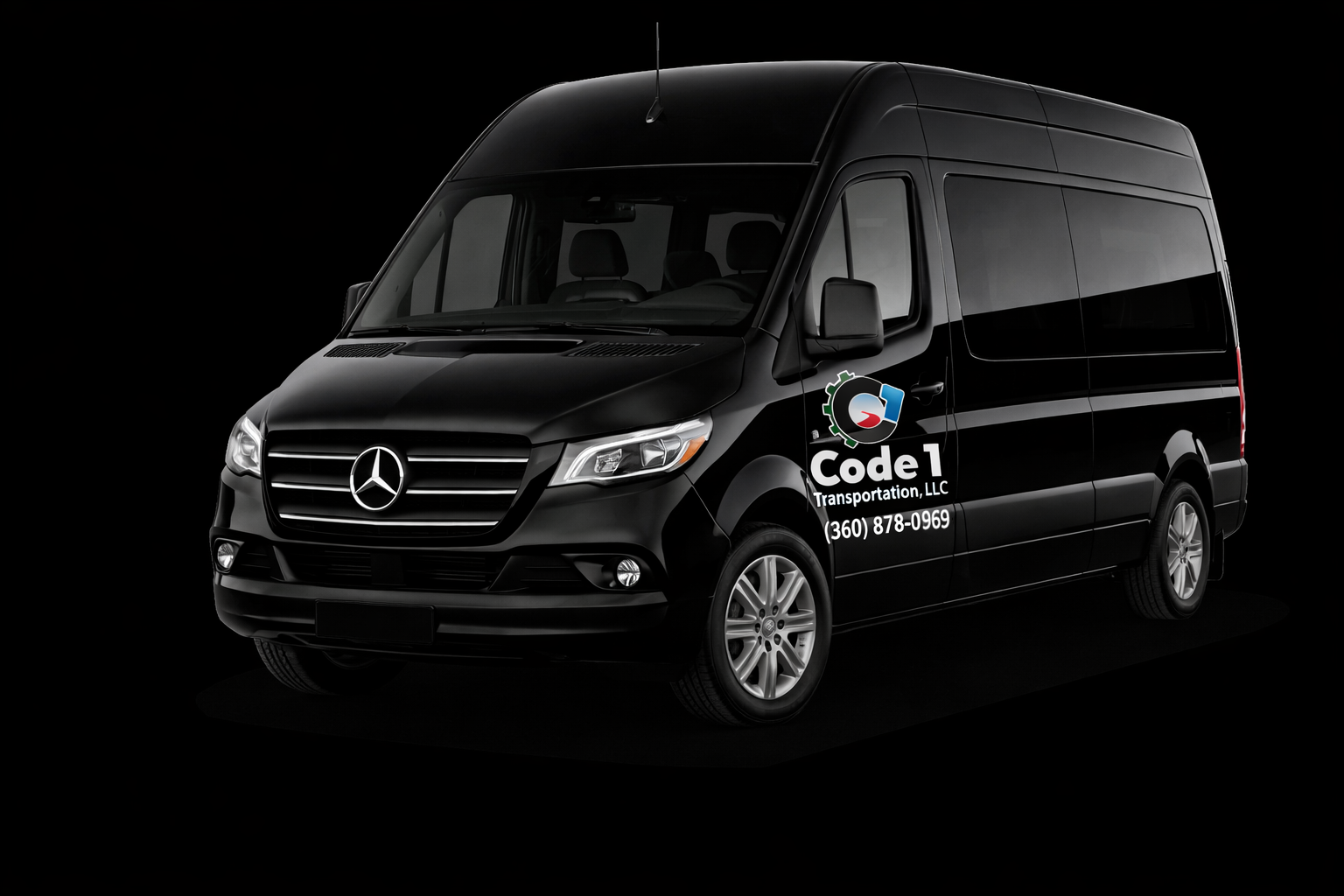 Red accessible van with a wheelchair on a ramp.