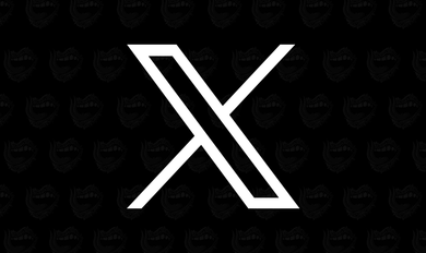 A white letter x is on a black background.