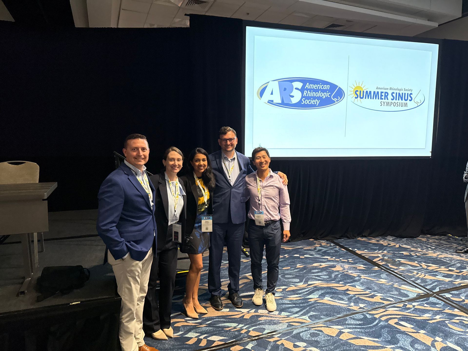 Immunodeficiency and Chronic Rhinosinusitis” Panel. 2025 ARS Summer Sinus Symposium, San Diego, CA. L–R: Dr. Paul Radabaugh, Katie Melder, MD; Mona Patadia, MD; Theadore Schuman, MD; Eugene Chang, MD.