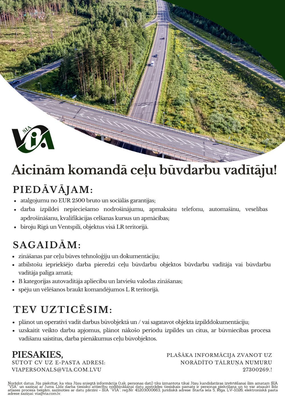 Vakance | Būvdarbu vadītājs
