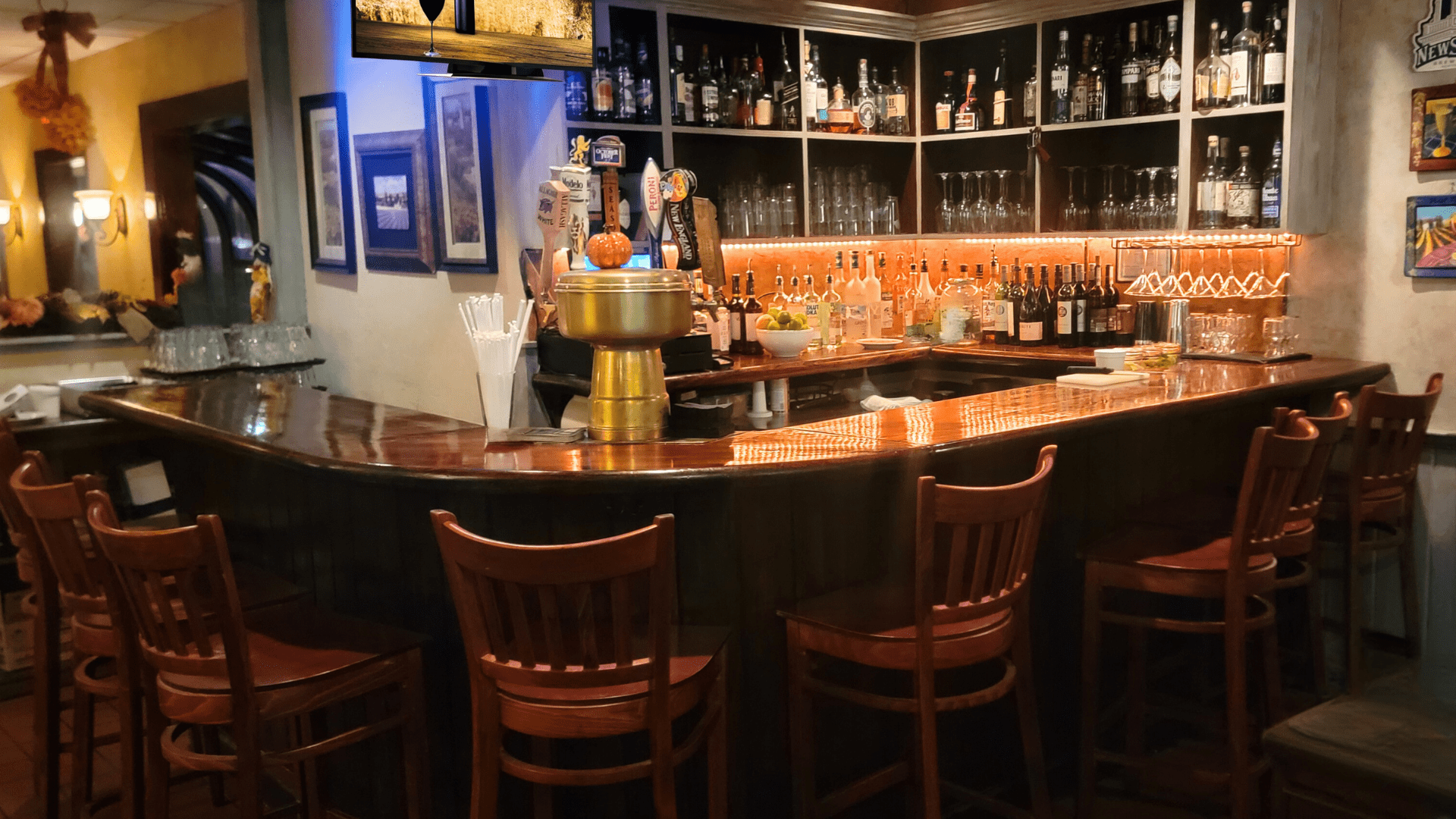 Tambascio's restaurant with a small bar and chairs