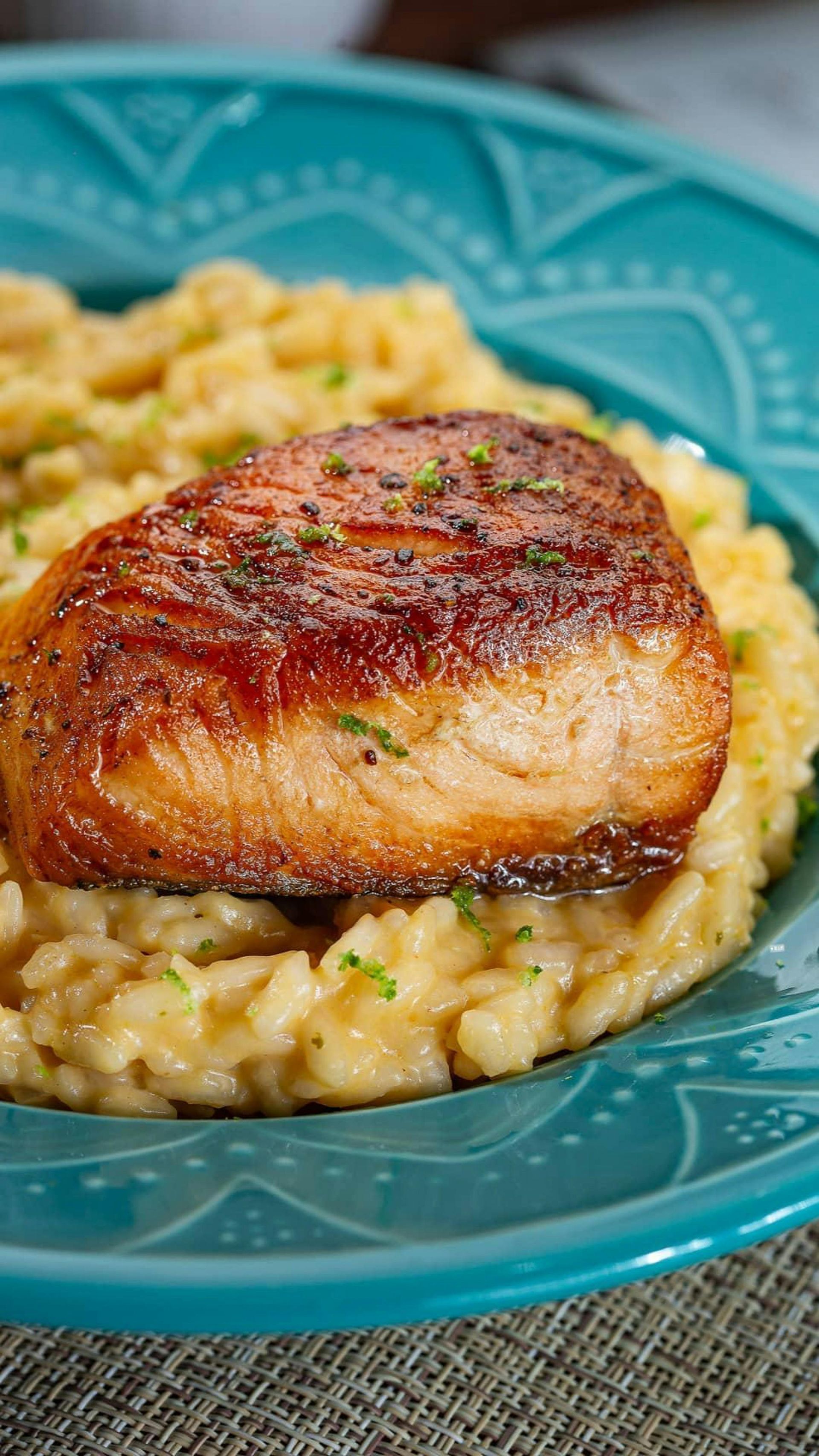 Pan Seared Atlantic Salmon with Risotto