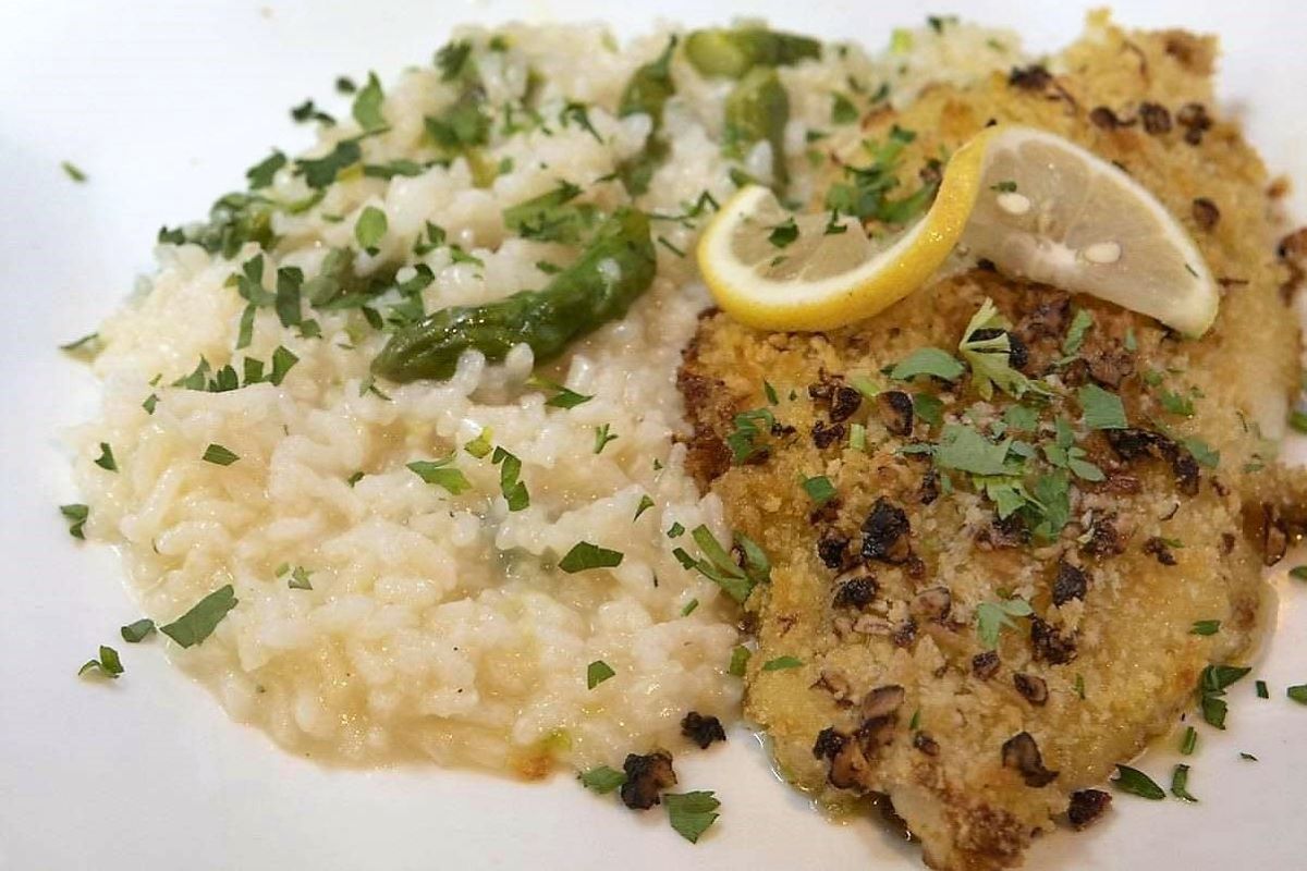 Pecan Crusted Sole with Risotto