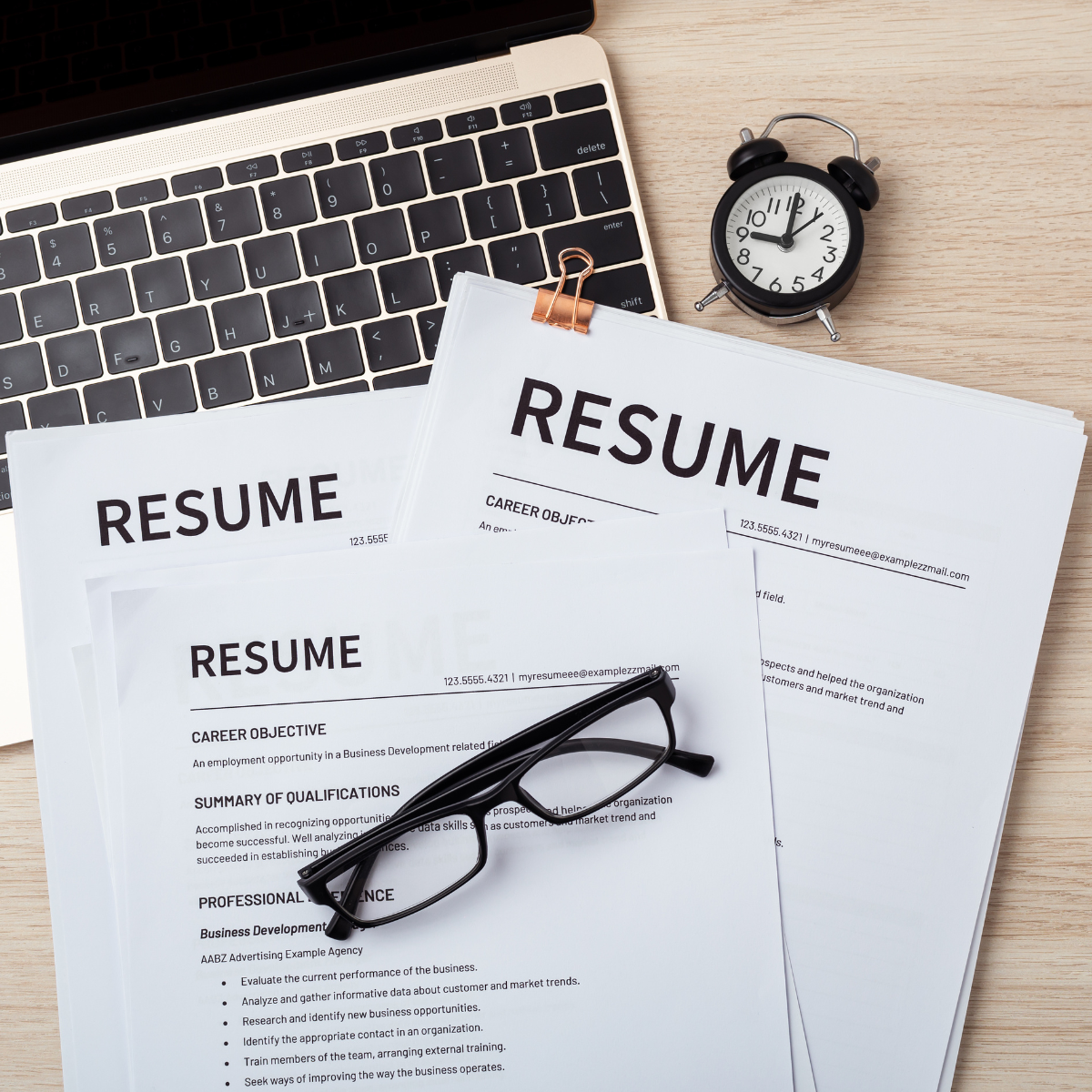 Resumes on a table