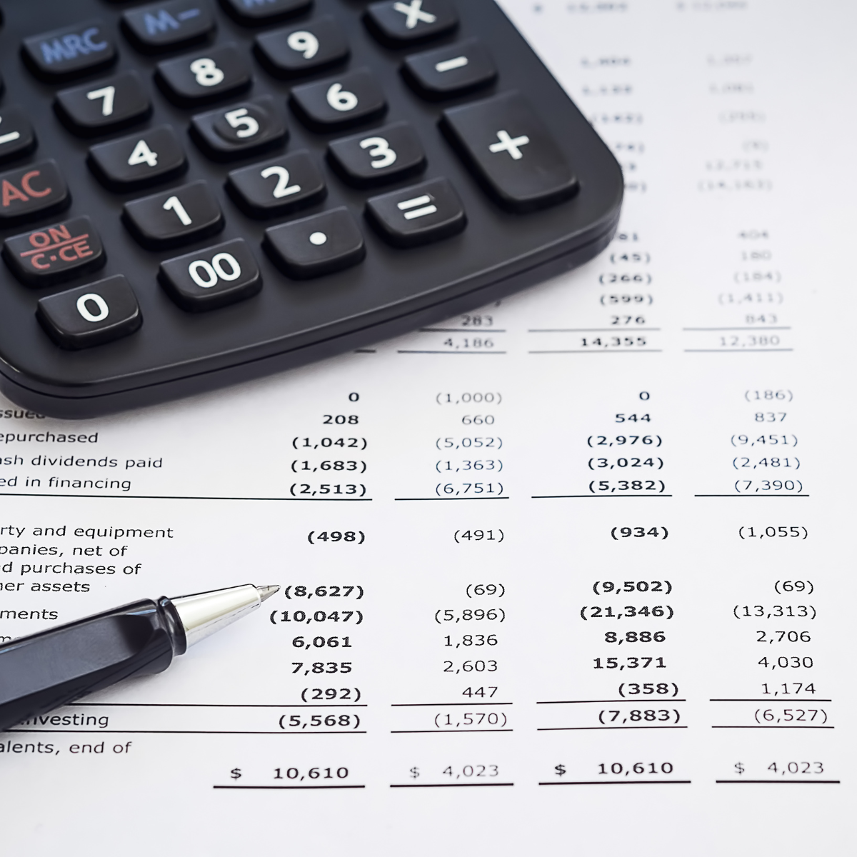 A close up shot of a financial sheet