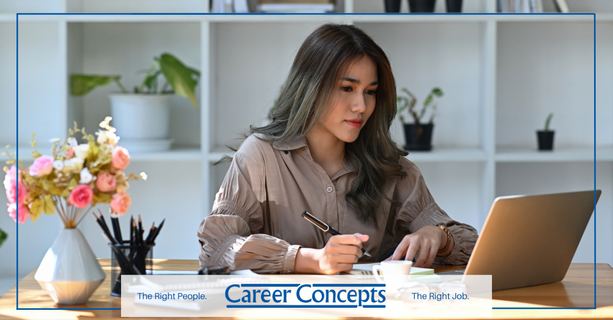 A woman working at a desk