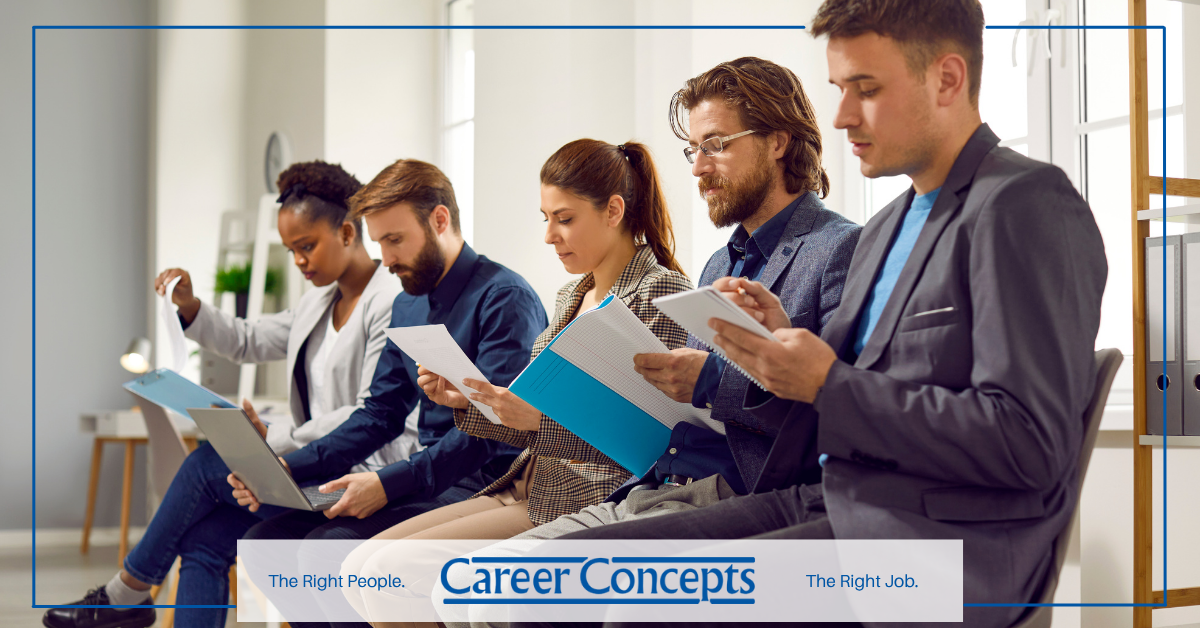 Employees preparing for an interview