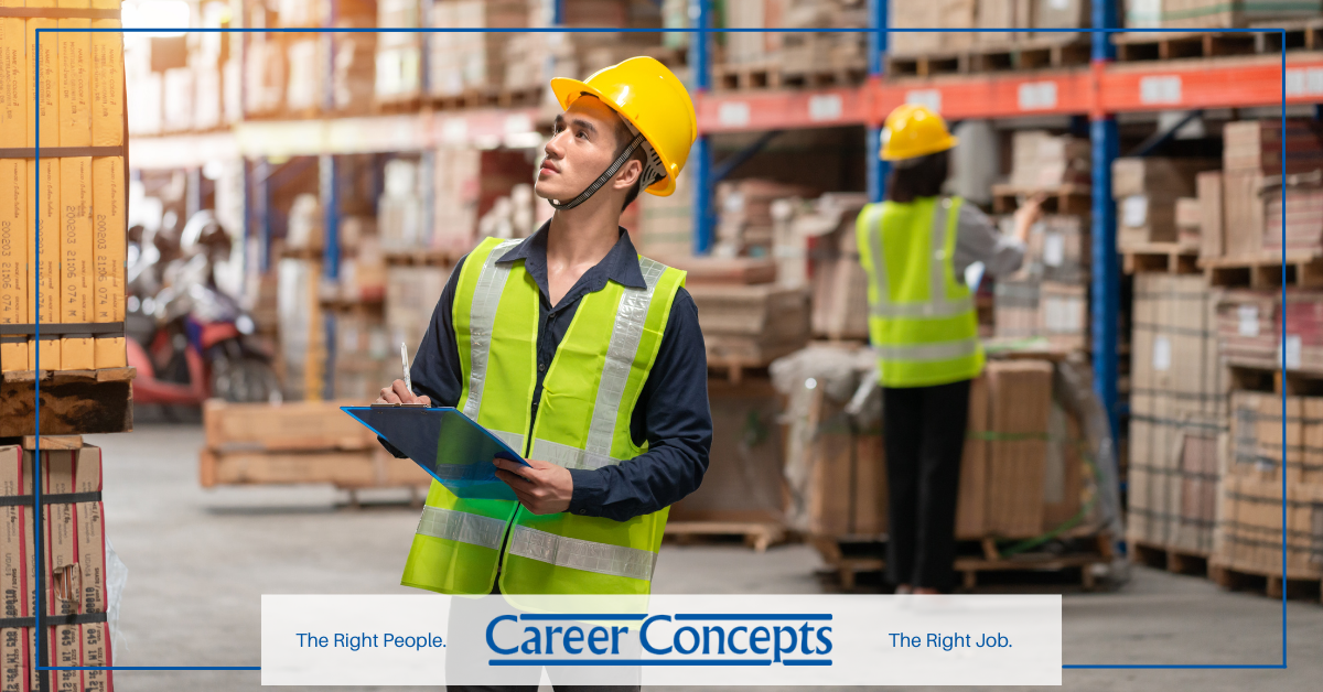 A warehouse employee working