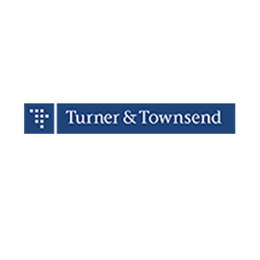 Turner & Townsend logo in white on a blue rectangular banner.