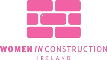 The logo for women in construction ireland is a pink brick wall.