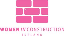 The logo for women in construction ireland is a pink brick wall.