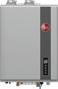 A rheem water heater is shown on a white background.