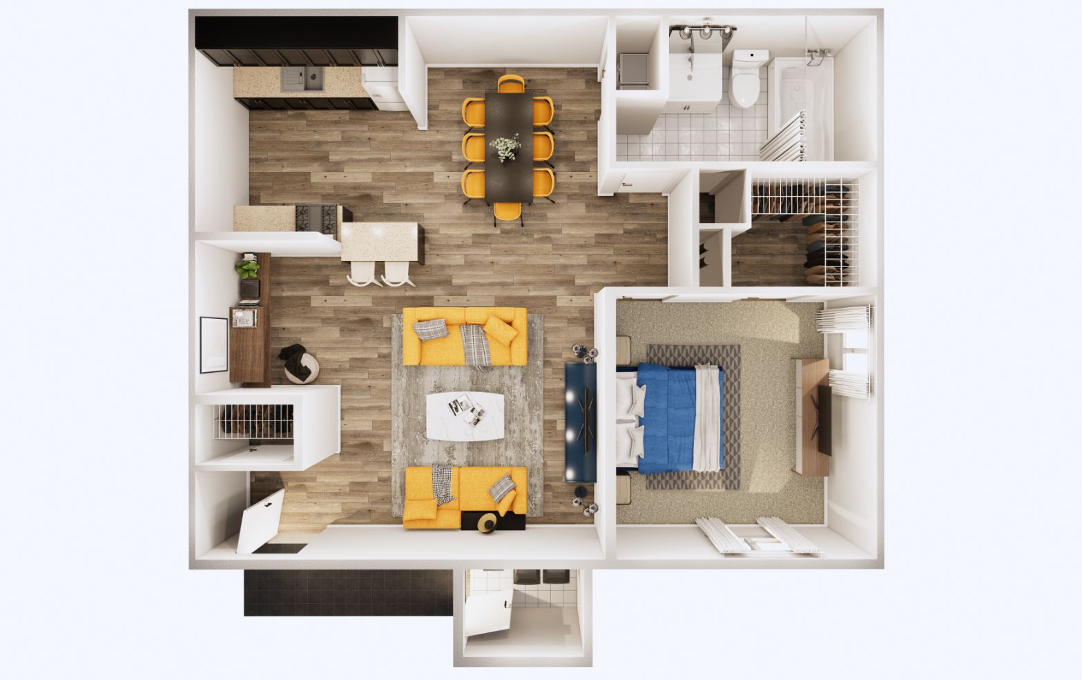 an aerial view of a floor plan of a house
