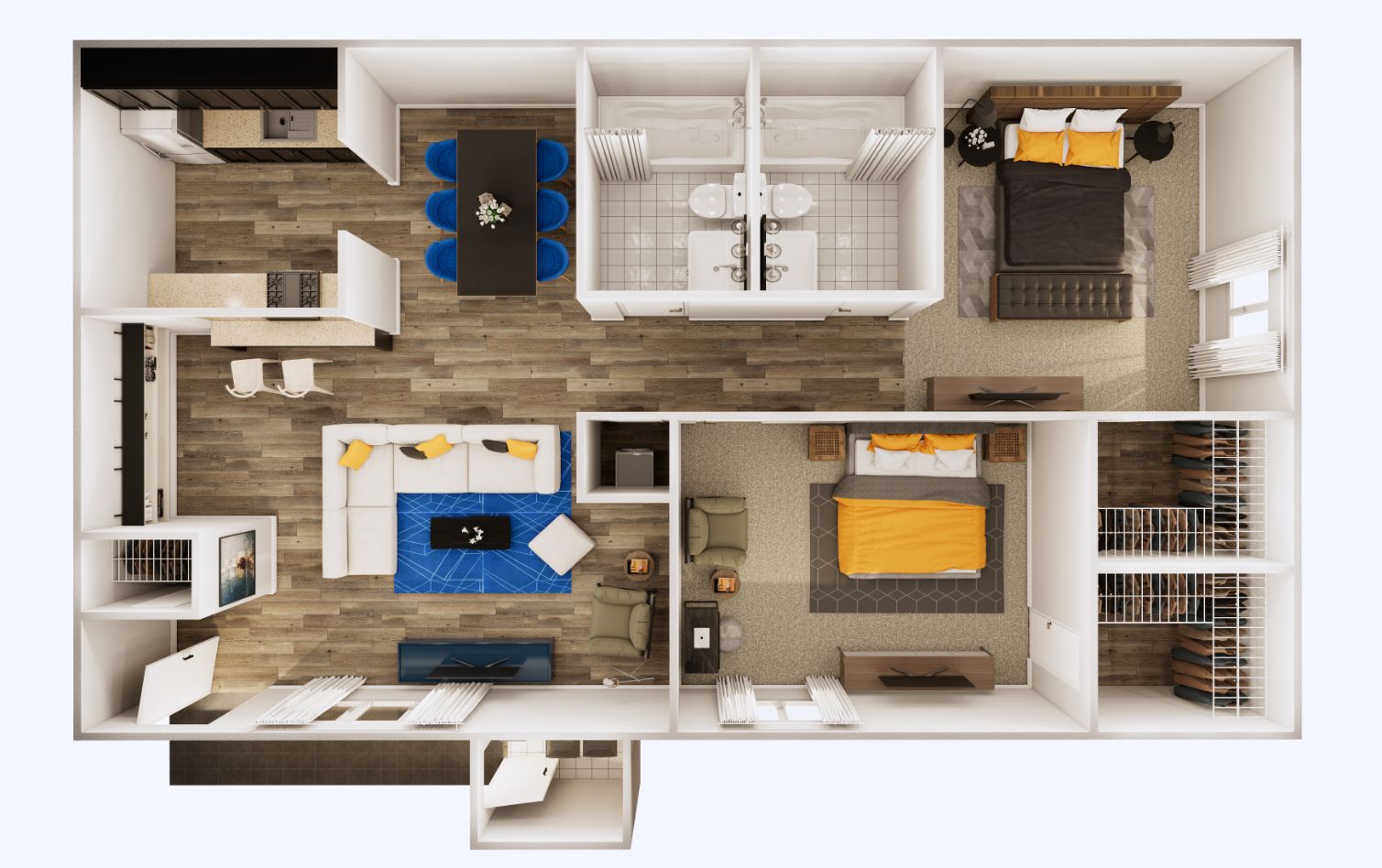 a floor plan of a house with a bedroom and a bathroom