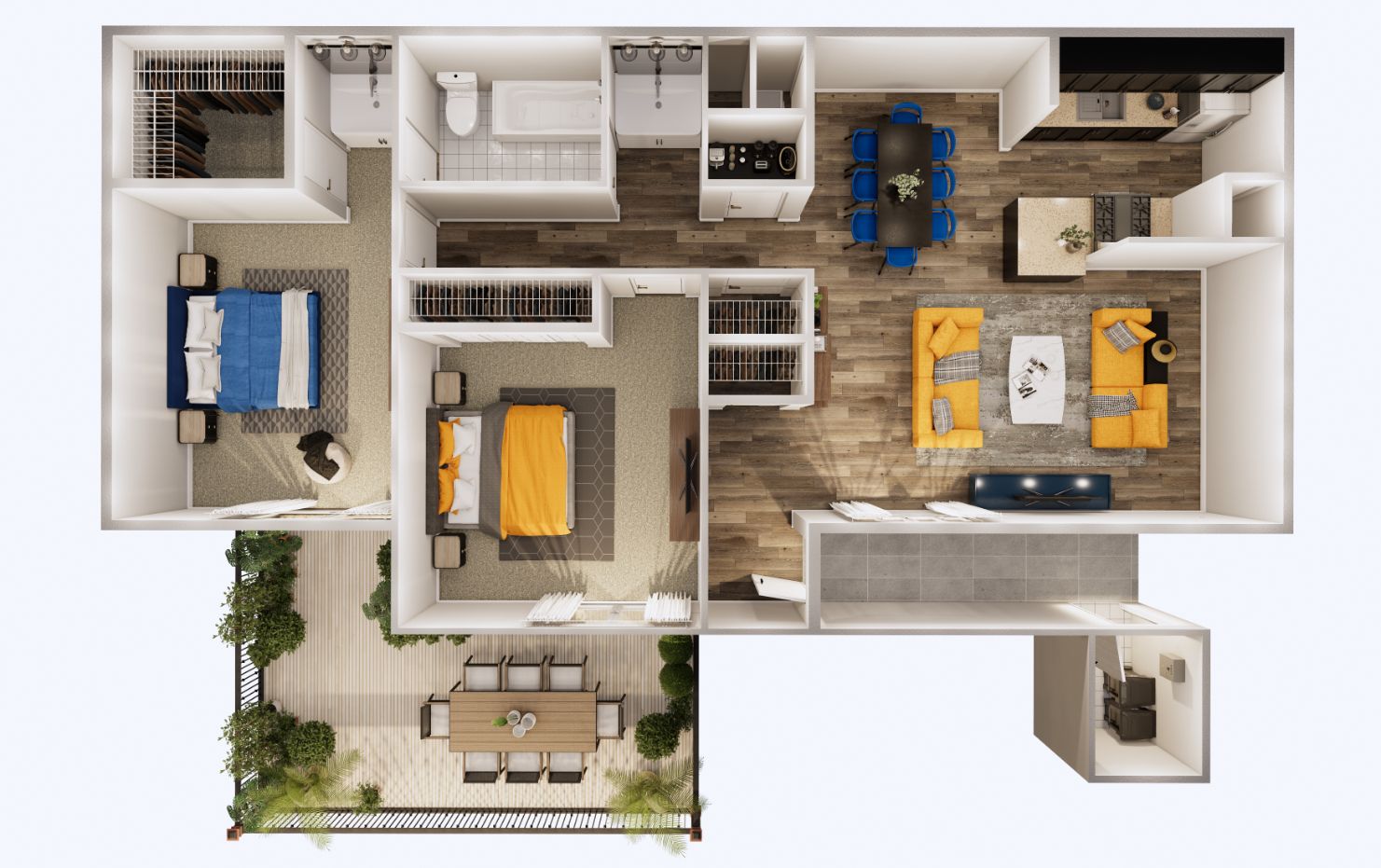 a floor plan of a house with a balcony