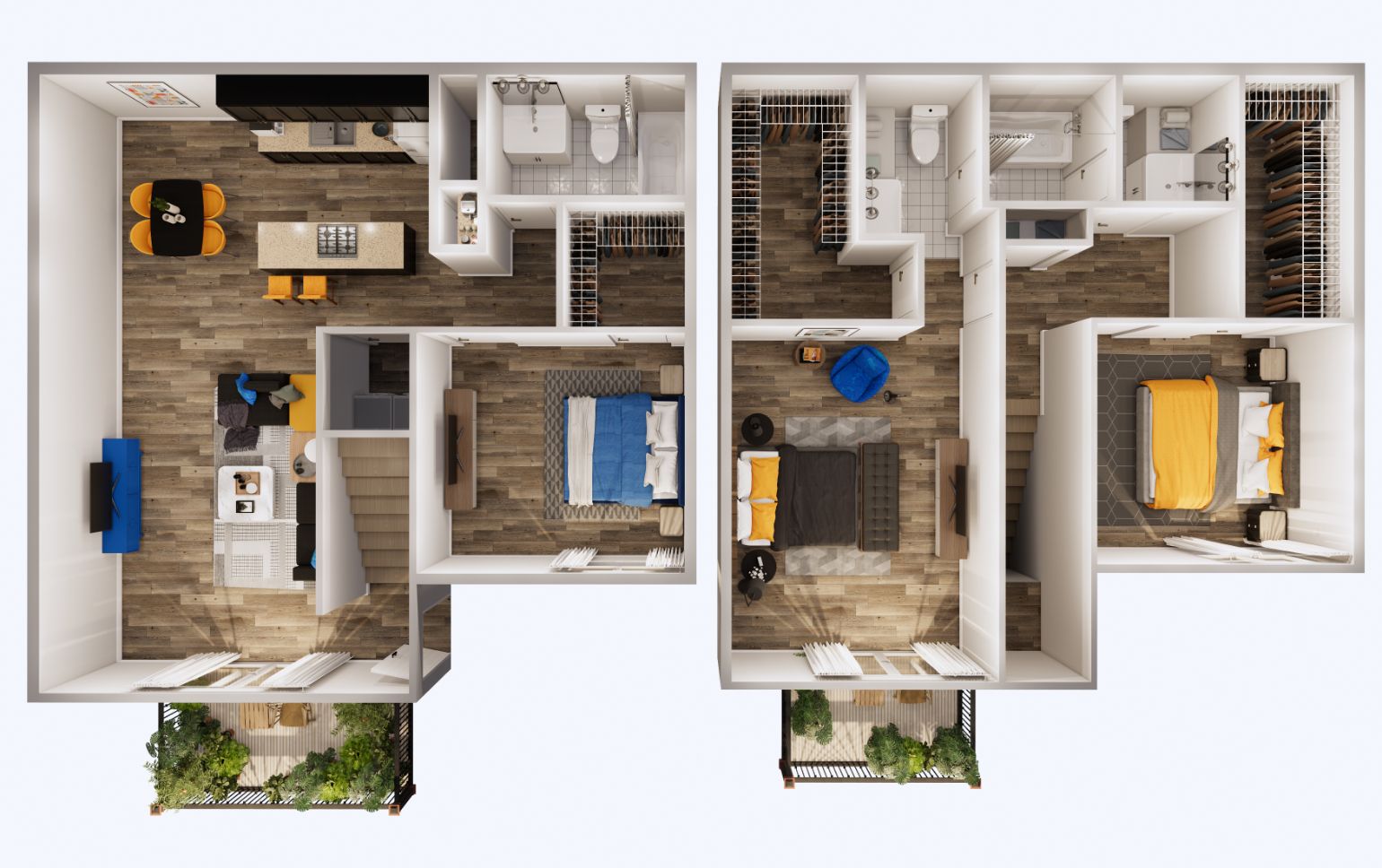 an aerial view of a floor plan of a house