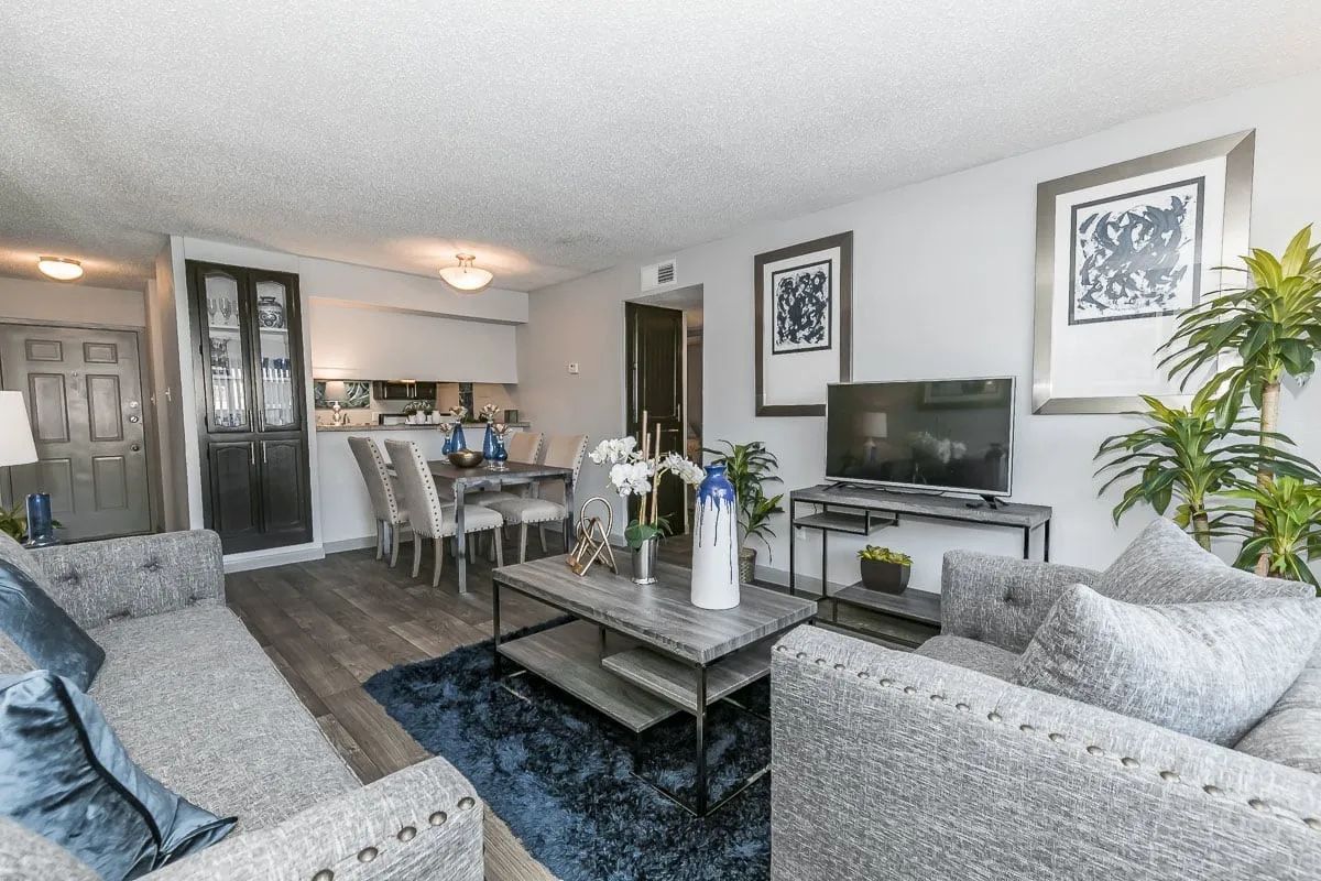 a living room with a couch and a flat screen tv
