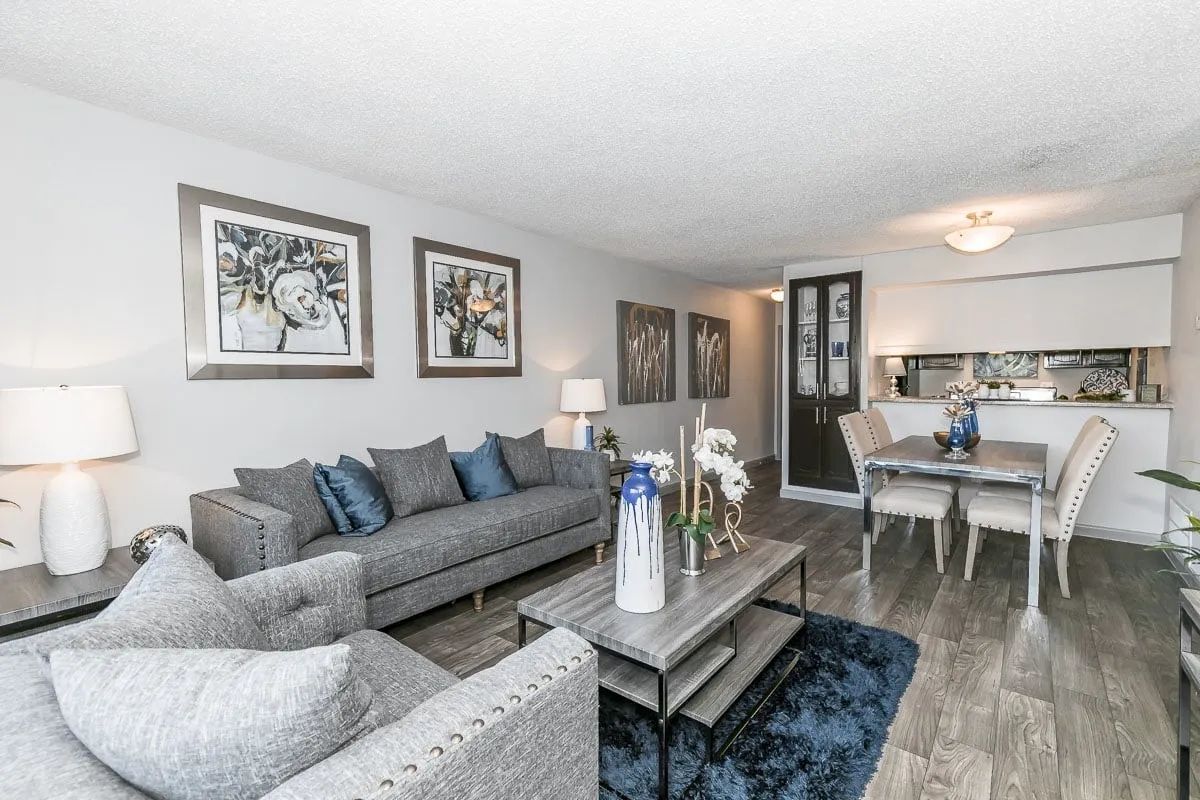a living room with a couch and a coffee table