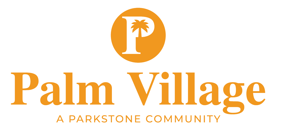 a logo for palm village a parkstone community