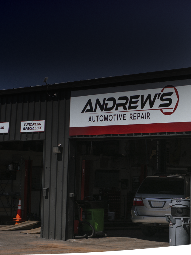 Outside our shop with Black Overlay | Andrew's Automotive Repair