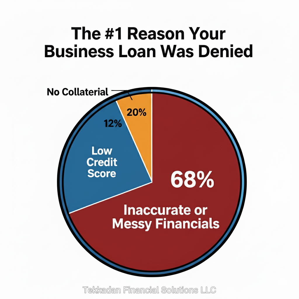 Infographic showing the top reasons business loans are denied, with 