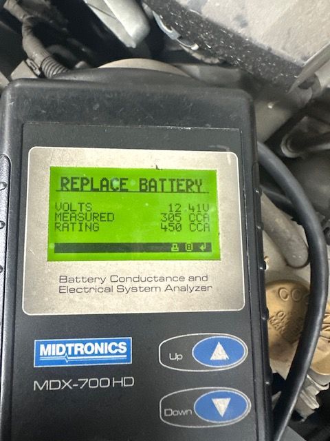 Battery tester showing 