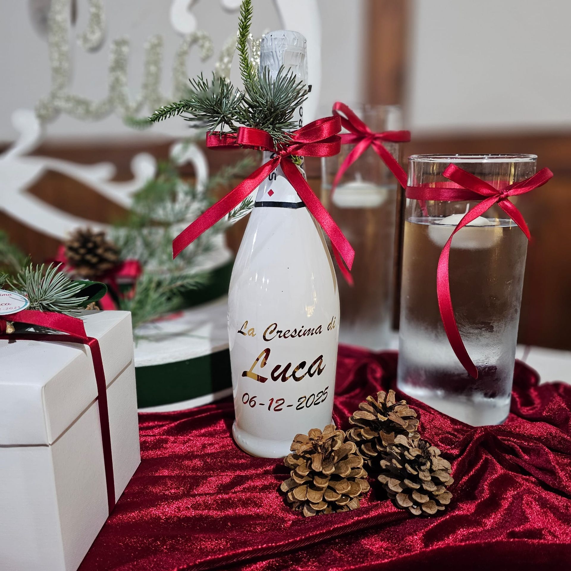 Bottiglia decorata con la scritta