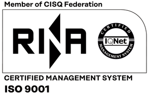 Un logo per un sistema di gestione certificato iso 9001.