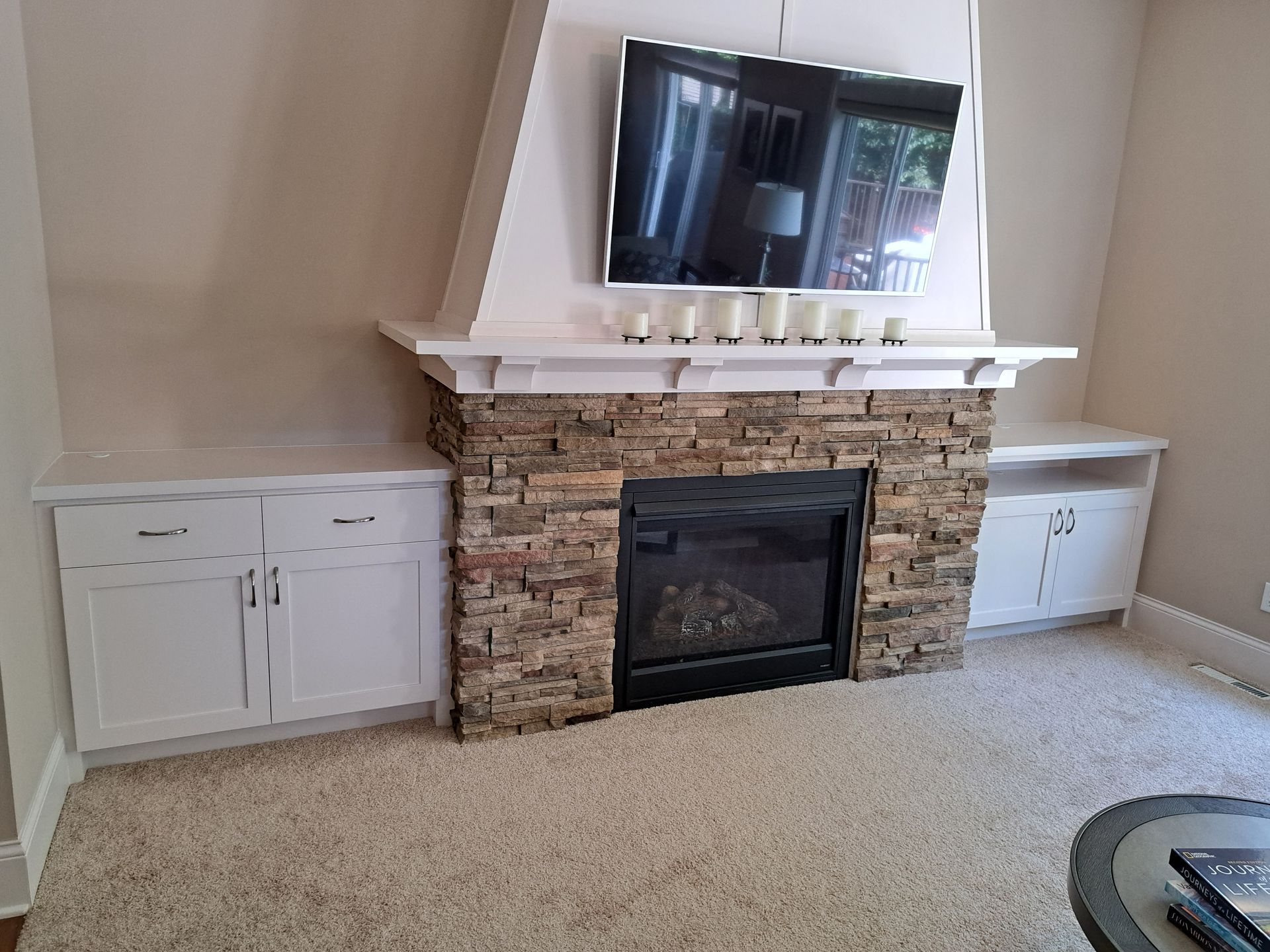 Custom room cabinets designed and installed by Olson Cabinets & Woodworking