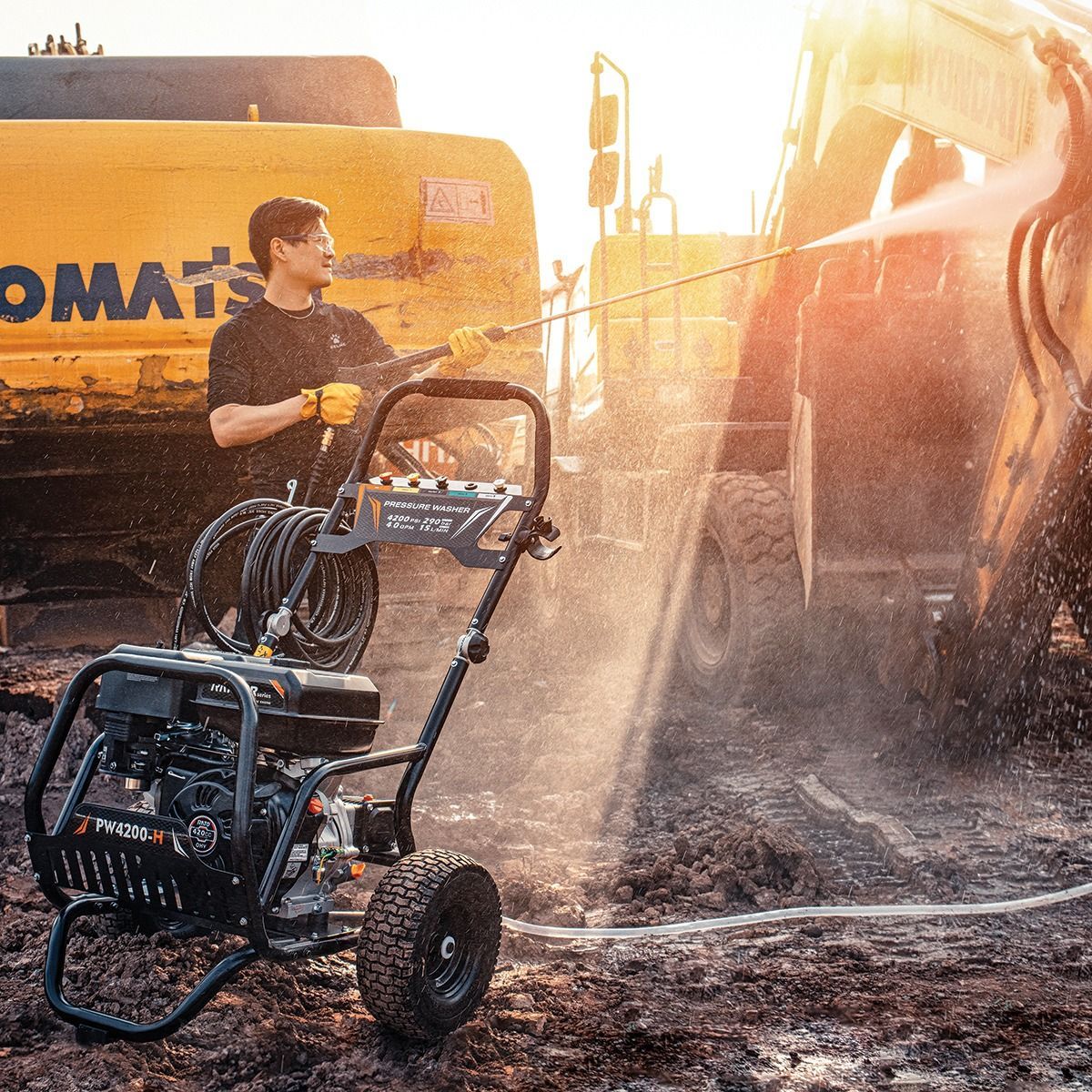 Pressure Washer Cleaning In Front Of The House — Great Lakes Mowers & Chainsaws In Tuncurry, NSW