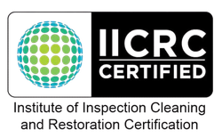 The IICRC Certified logo, featuring a green and blue dotted globe next to the text 