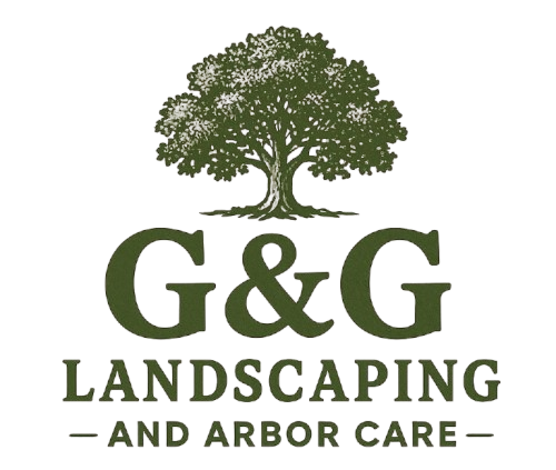 G&G Landscaping logo: Tree above "G&G" in dark green; below are "Landscaping" and "- and Arbor Care -".