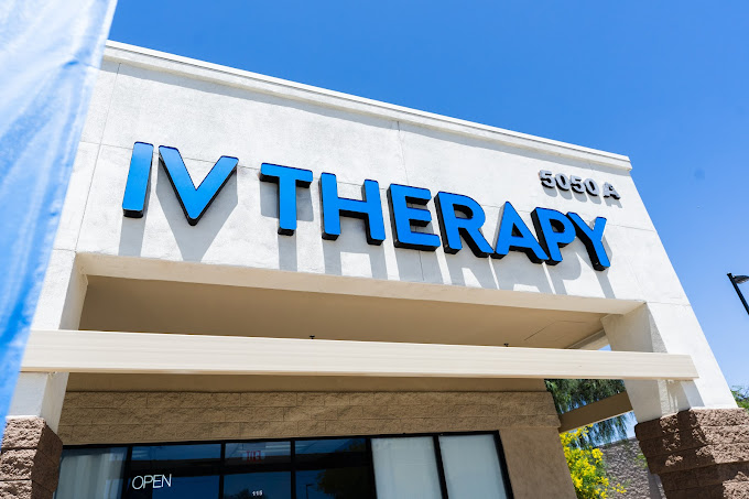 A building with a sign that says iv therapy on it