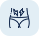 A line drawing of a woman 's underwear with a lightning bolt on it.