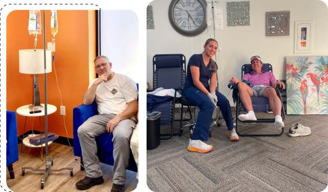 A man sitting in a chair next to a woman sitting in a chair