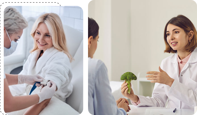 woman talking to a nurse