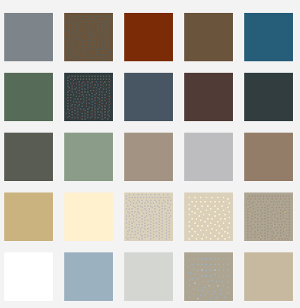 There are many different colors and patterns in this palette.