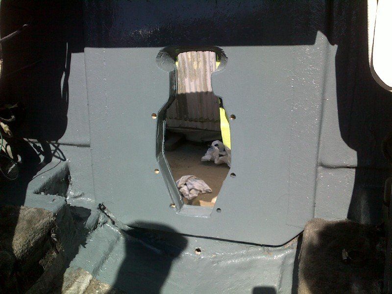 Rebuilt boat transom after installation