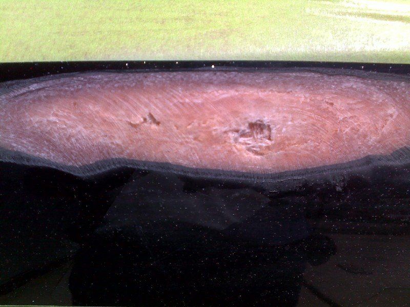 Boat impact repair with fiberglass and metalflake damage