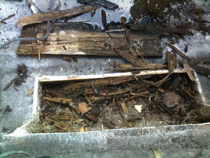 Boat with rotted wood stringer engine mount